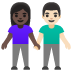 woman and man holding hands, dark skin tone, light skin tone